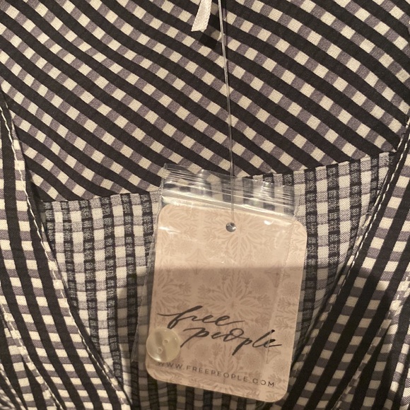 Free People Pippa Asymmetrical Gingham Mini Dress Size Medium - Picture 5 of 9